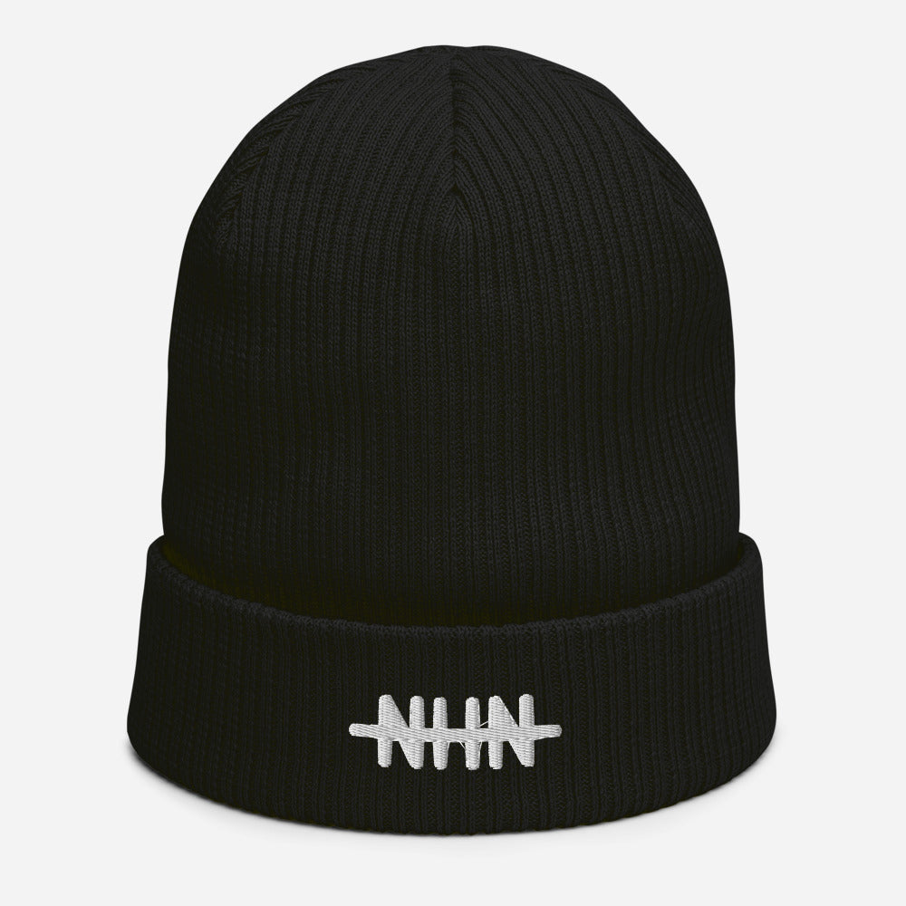 NHN Geborduurd Logo Biologische geribbelde beanie