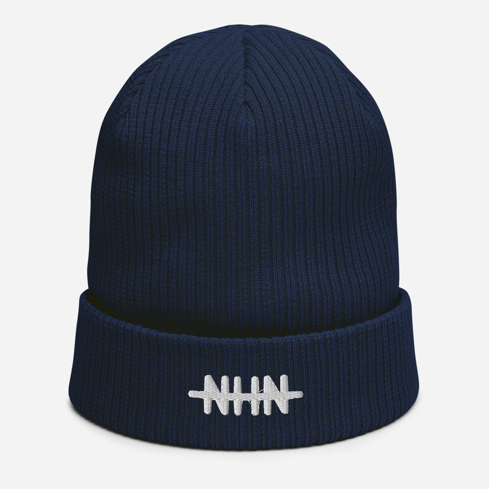 NHN Geborduurd Logo Biologische geribbelde beanie