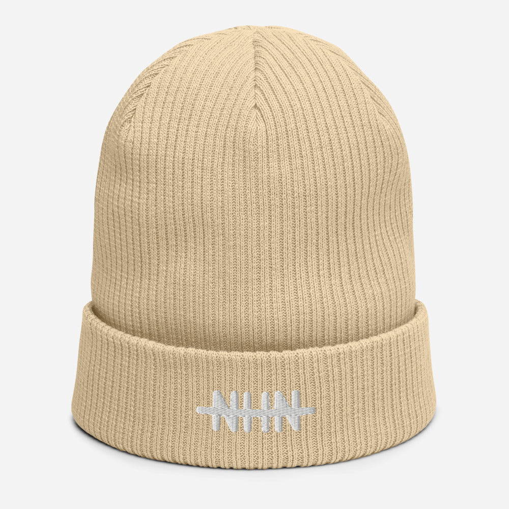 NHN Geborduurd Logo Biologische geribbelde beanie